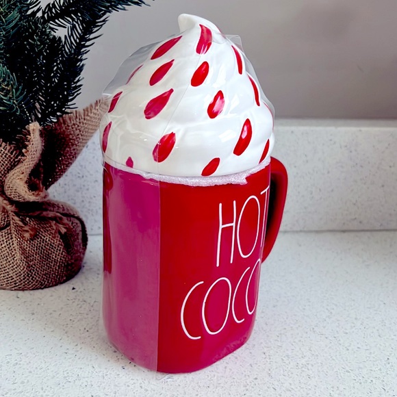 ❗️RAE DUNN HOT COCOA COFFEE HOLIDAY MODERN FARMHOUSE MUG X WHIPPED CREAM TOPPER - Picture 3 of 5